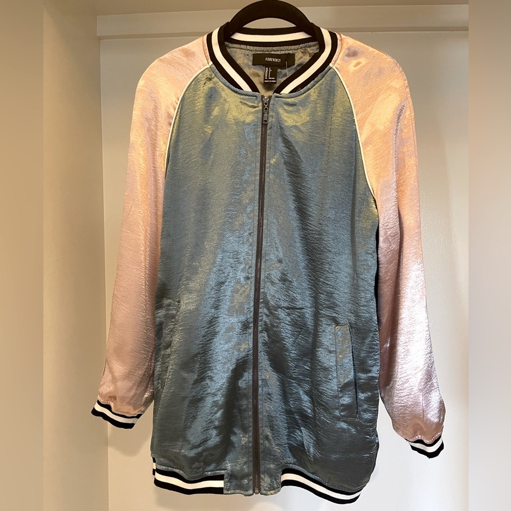 Forever 21 Bomber jacket- size Small silky material - Swift concert ready NEW